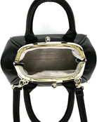 Mini Kiss Lock PU Leather Satchel Style Handbag Women Small Shoulder Crossbody Purse Commuter Tote Top Handle Everyday