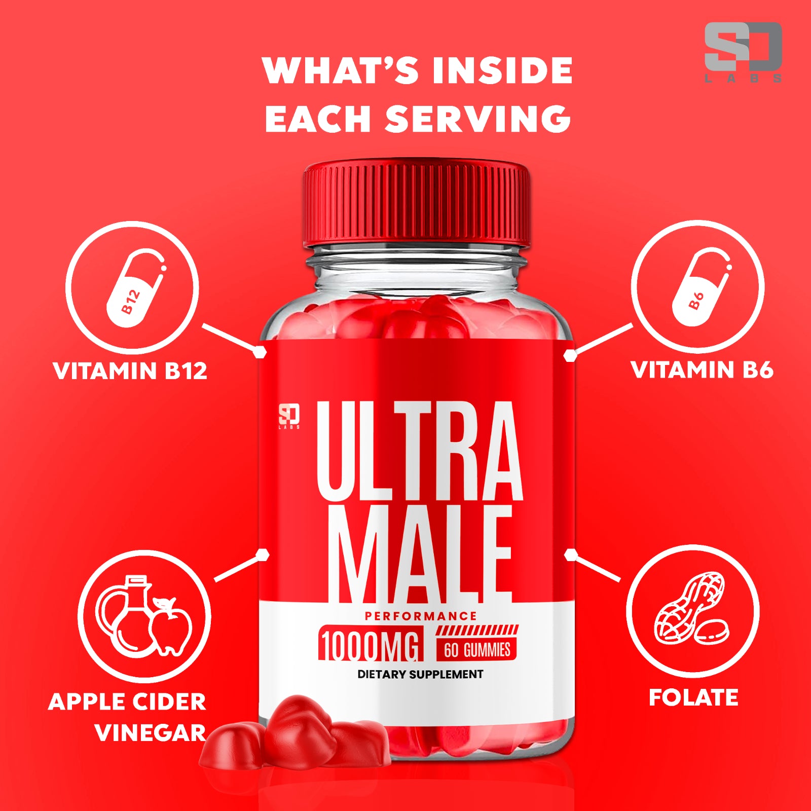 Ultra Male Advanced Gummies - Enhance Vitality and Performance (5 Pack)