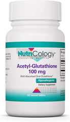 Nutricology Acetyl-Glutathione - S-Acetyl-L-Glutathione, Well Absorbed, Immune Support, 100 Mg Supplement - 60 Count