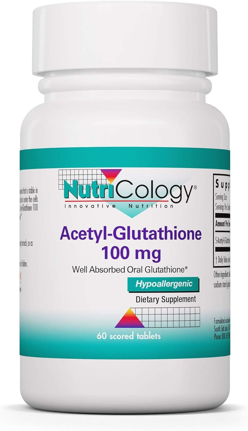 Nutricology Acetyl-Glutathione - S-Acetyl-L-Glutathione, Well Absorbed, Immune Support, 100 Mg Supplement - 60 Count