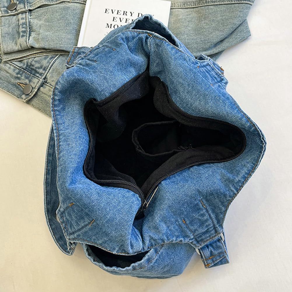 Denim Tote Bag Large Capacity Jean Purses for Women Handbags Soft Shoulder Ladies Purses 2025