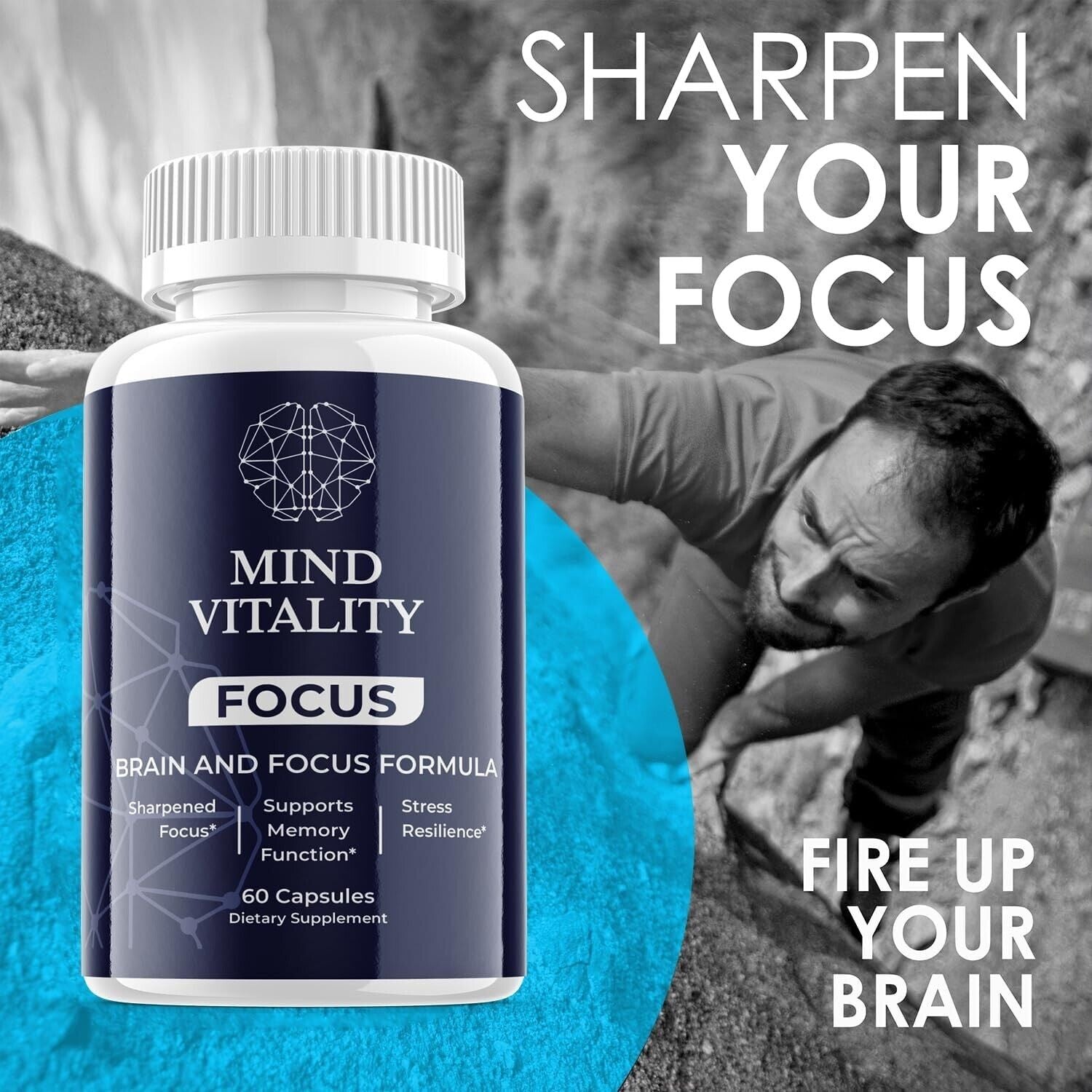 (1 Pack) Mind Vitality Focus Nootropic Supplement - Brain Productivity Support