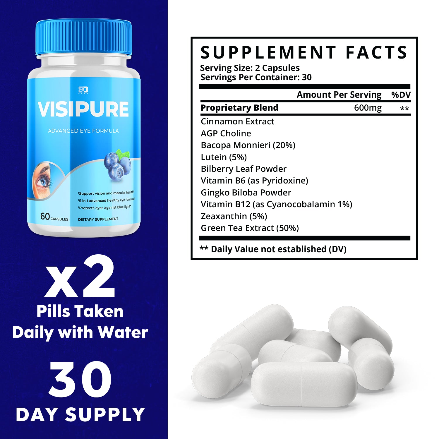 Visipure - Daily Supplement and Support for Visual Wellness - 60 Capsules