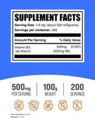 Bulksupplements.Com Niacin Powder - Vitamin B3 Supplement, Niacin Flush - Gluten Free, 500Mg per Serving, 100G (3.5 Oz) (Pack of 1)