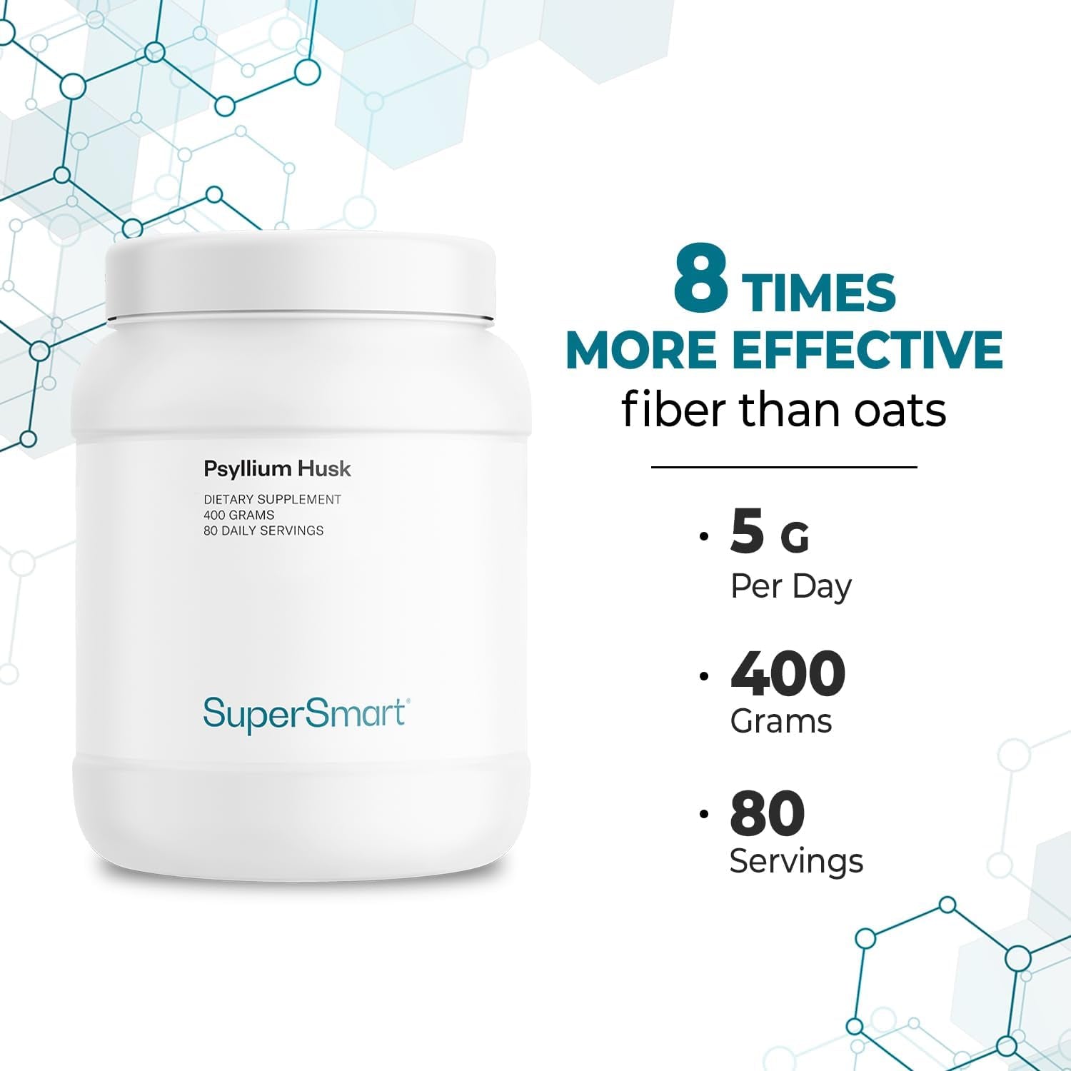 Supersmart - Psyllium Seed Husk - High Soluble Fibers to Support Gastro Intestinal Health | Non-Gmo & Gluten Free - 400G