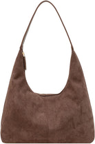 Suede Tote Bag Women Fall Winter Vintage Casual Handbag PU Strap Zip Slip Pocket Matte Shoulder Bag