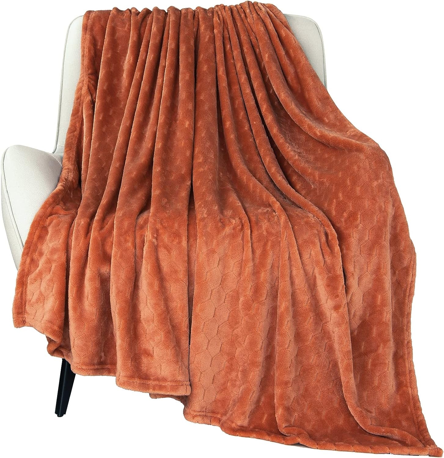 TOONOW Fleece Blanket Super Soft Cozy Throw Blanket 50" X 60", Lightweight Fuzzy Comfy Textured Flannel Blanket Warm Plush Throw Blankets for Couch, Sofa, Bed, Carnelian