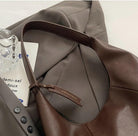 Slouchy PU Leather Hobo Bags Women Trendy Shoulder Bag Crescent Crossbody Purse Satchels Bag Top-Handle Tote Handbag