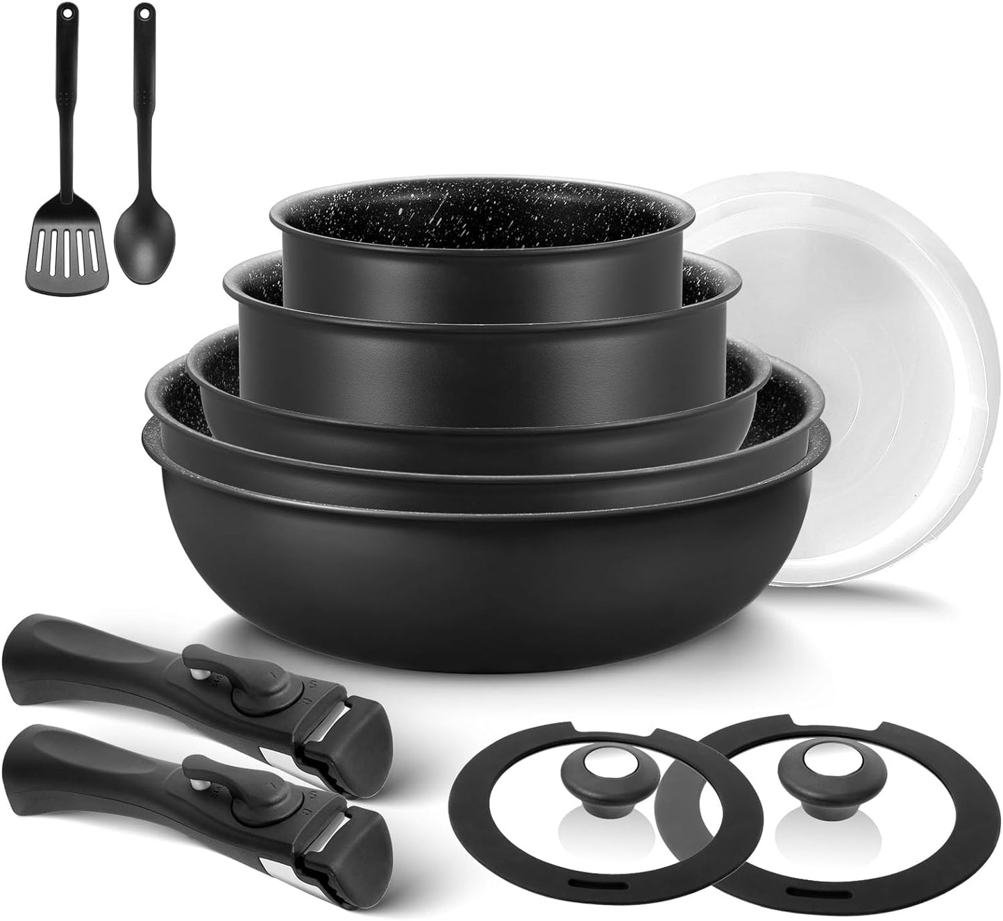 BEZIA Induction Cookware Set 13 Pieces, Nonstick Pots and Pans Set with Removable Handles, for All Hobs, Stackable Design, Dishwasher/Oven Safe, PFAS Free