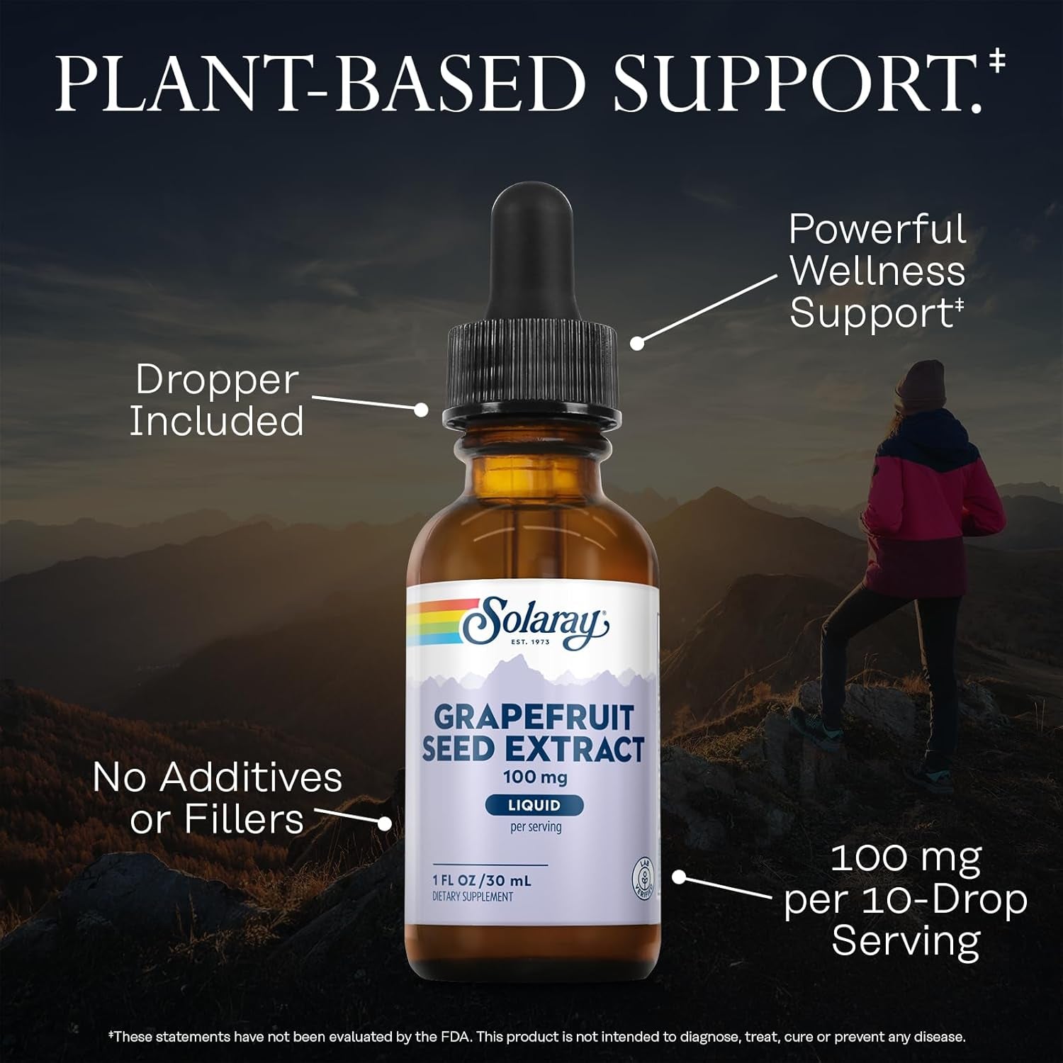 SOLARAY Grapefruit Seed Extract Drops 100Mg - Wellness Support Supplement - Convenient Liquid Drops, 60-Day Money Back Guarantee, Lab Verified, Approx. 100 Servings, 1 FL OZ
