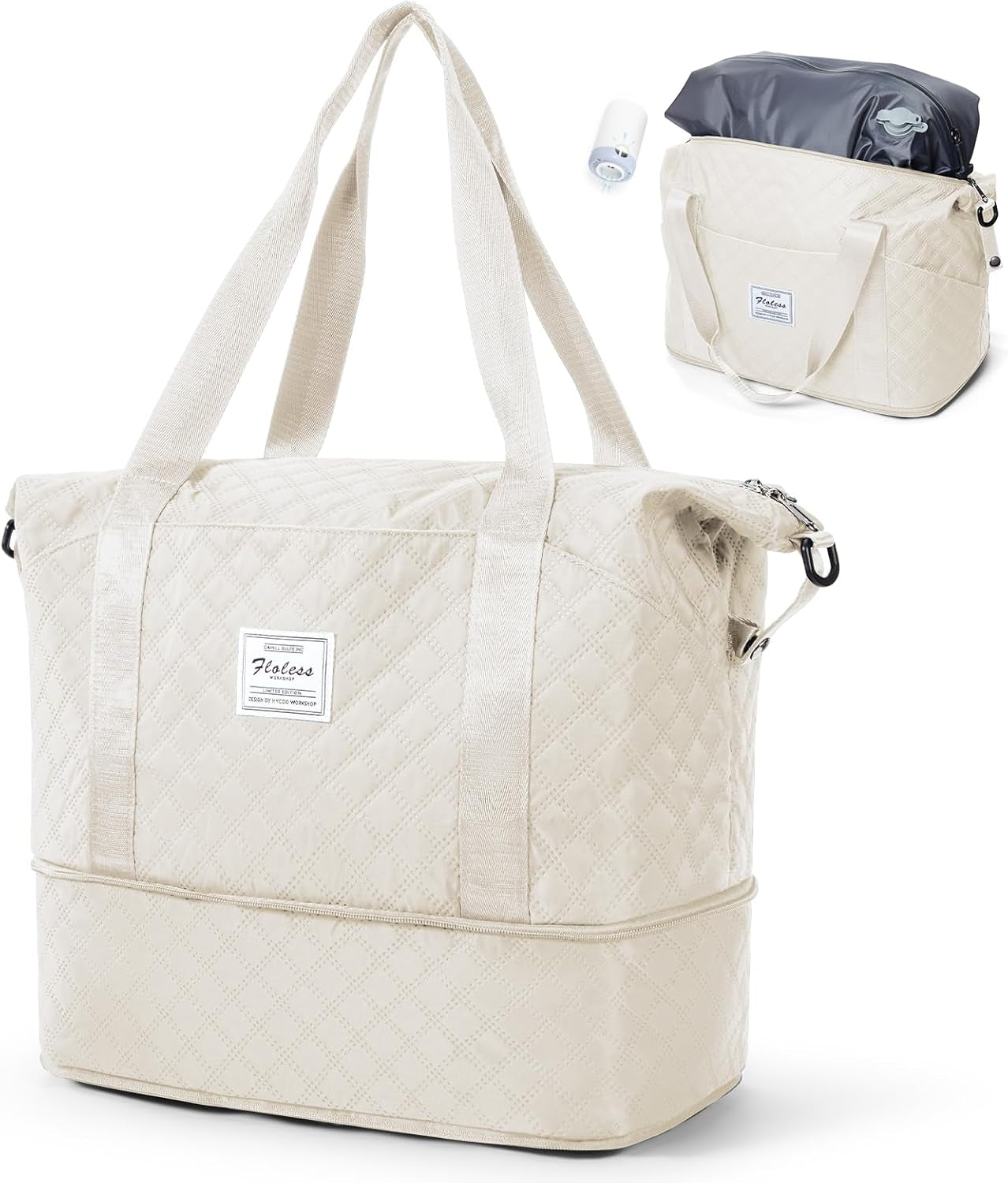 Vacuum Travel Bag with Pump, Vacuum Seal Bags for Clothing, Hospital Tote Bag for Labor and Delivery, Expandable Weekender Mommy Bags Women, Overnight Carry on Bag
