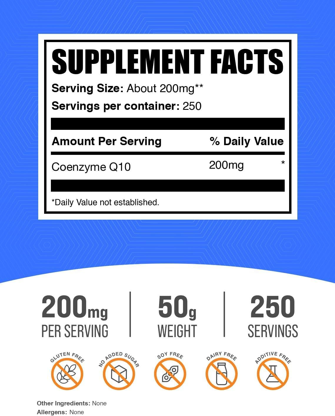 Bulksupplements.Com Coenzyme Q10 Powder - Coenzyme Q10 200Mg Supplement, Nutritional Supplement - Gluten Free, 200Mg per Serving, 50G (1.8 Oz) (Pack of 1)