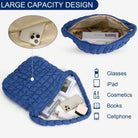 YFGBCX Quilted Tote Bag for Women Puffer Bag Quilted Bag Lightweight Puffy Tote Bag Quilted Padding Shoulder Bag Padded Hobo Crossbody Bag Zip Closure A09-Blue