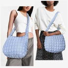 YFGBCX Quilted Tote Bag for Women - Lightweight Puffer Shoulder Bag, Padded Hobo Crossbody with Zip Closure - A07-Light Blue