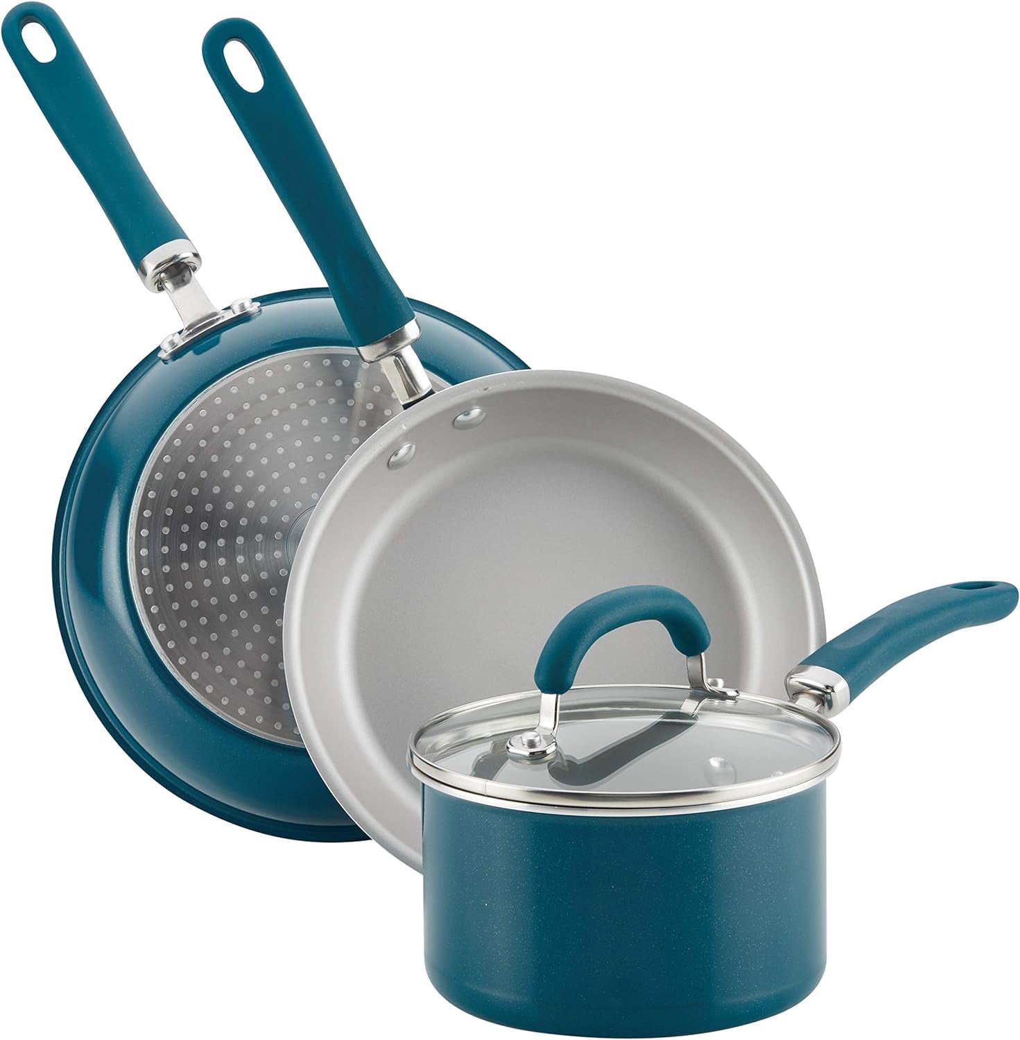 Rachael Ray Create Delicious Nonstick Cookware Pots and Pans Set, 13 Piece, Teal Shimmer