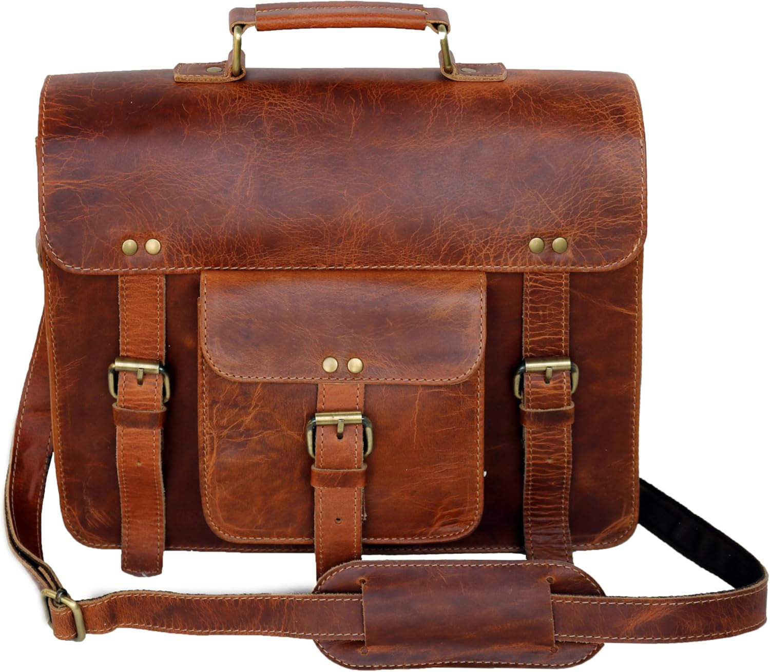 Leather Messenger Bag Shoulder Bag Cross Body Vintage Messenger Bag Satchel Man Purse Competible with Ipad and Tablet