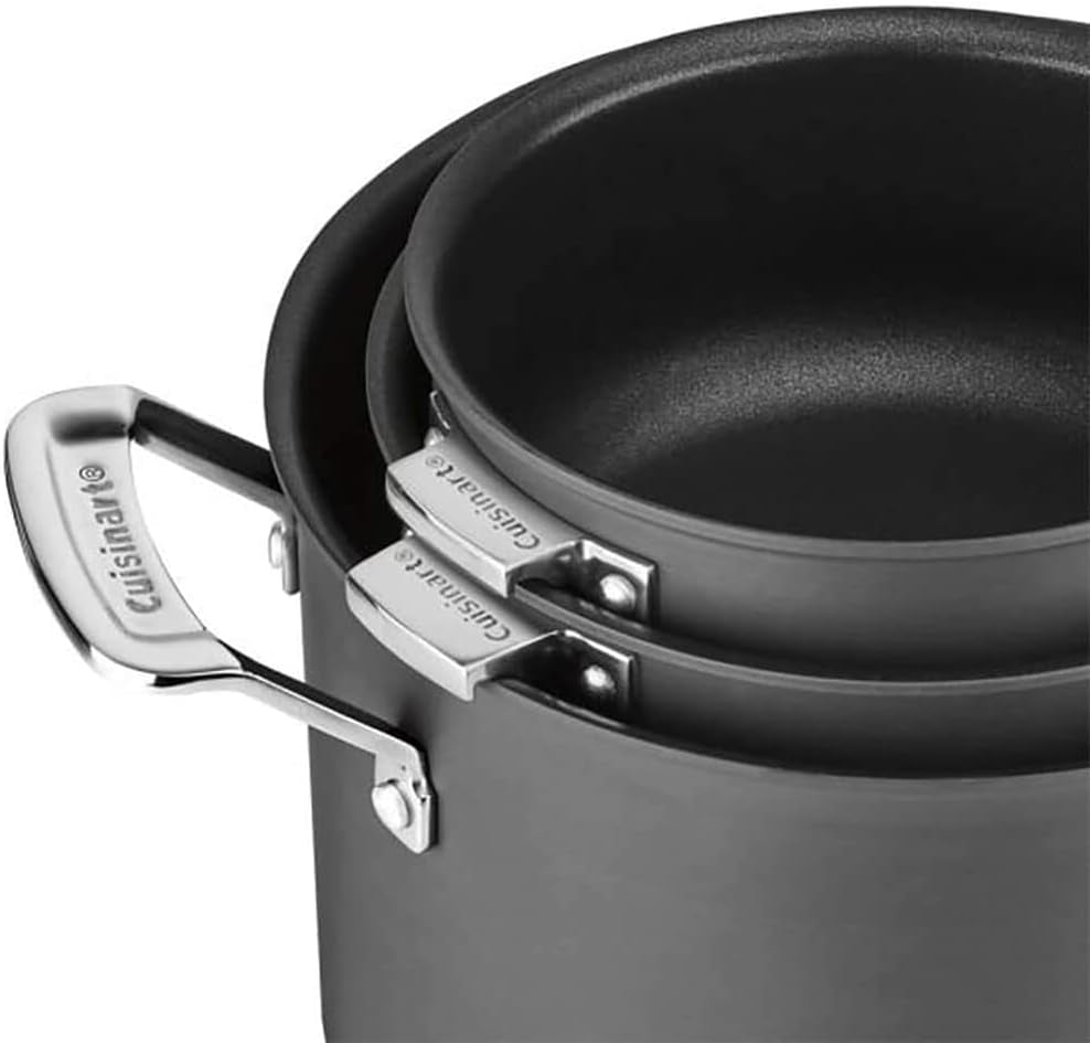 CUISINART N61-11 Nonstick Hard-Anodized Nesting Cookware Set, 11 Piece, Black