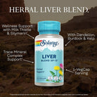 SOLARAY Liver Blend SP-13 - Traditional Herbal Support with Milk Thistle Extract, Dandelion Root, Burdock, Kelp, Peppermint and Trace Minerals - 60-Day Guarantee, 100 Servings, 100 Vegcaps