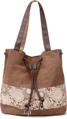 Women Printing Canvas Shoulder Bag Casual Handbags Purse Retro Tote