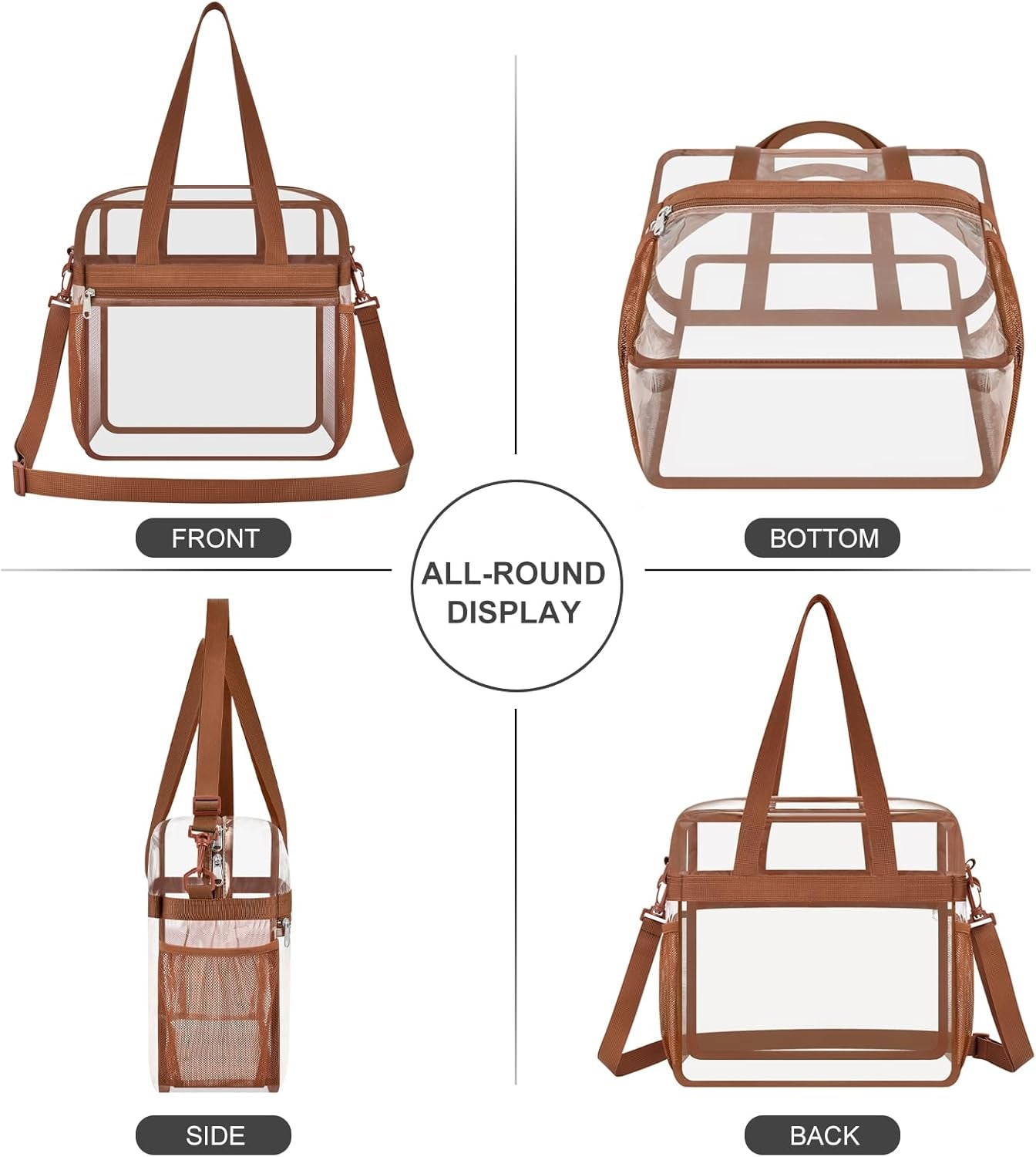 USPECLARE Clear Bag for Stadium Events,Transparent Bag for Work Sports Games Concerts Travel Gym