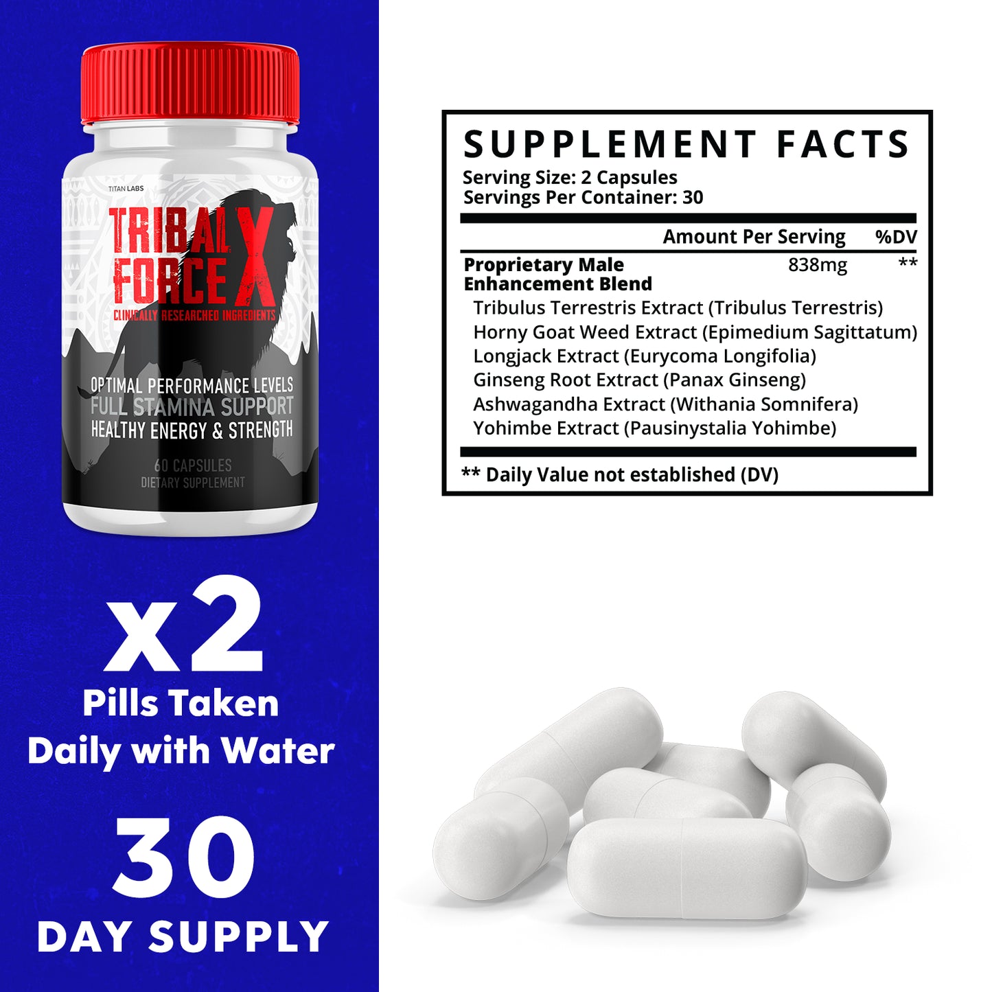 Tribal Force X Supplement - Boost Performance, Energy, & Male Vitality (1 Pack)