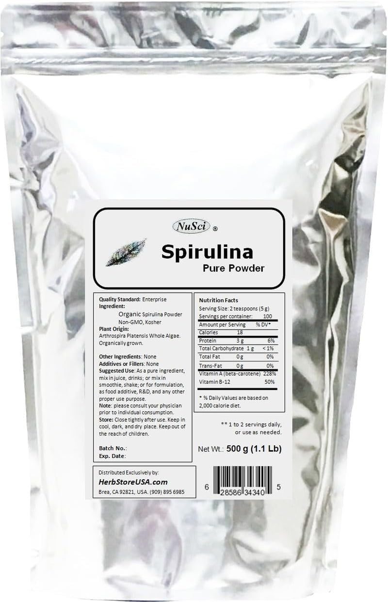 Spirulina Organically Grown Powder 2000G (4.4 Lb) Bulk Pure Fresh, GMO Free & Non-Irradiated