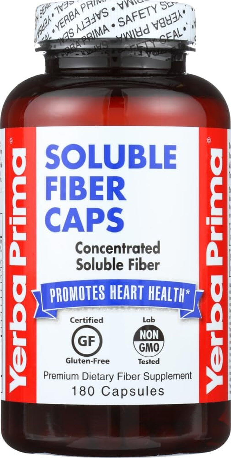 Yerba Prima Soluble Fiber Capsules, 180-Count - Natural Dietary Supplement Formula, Non-Gmo, Gluten Free