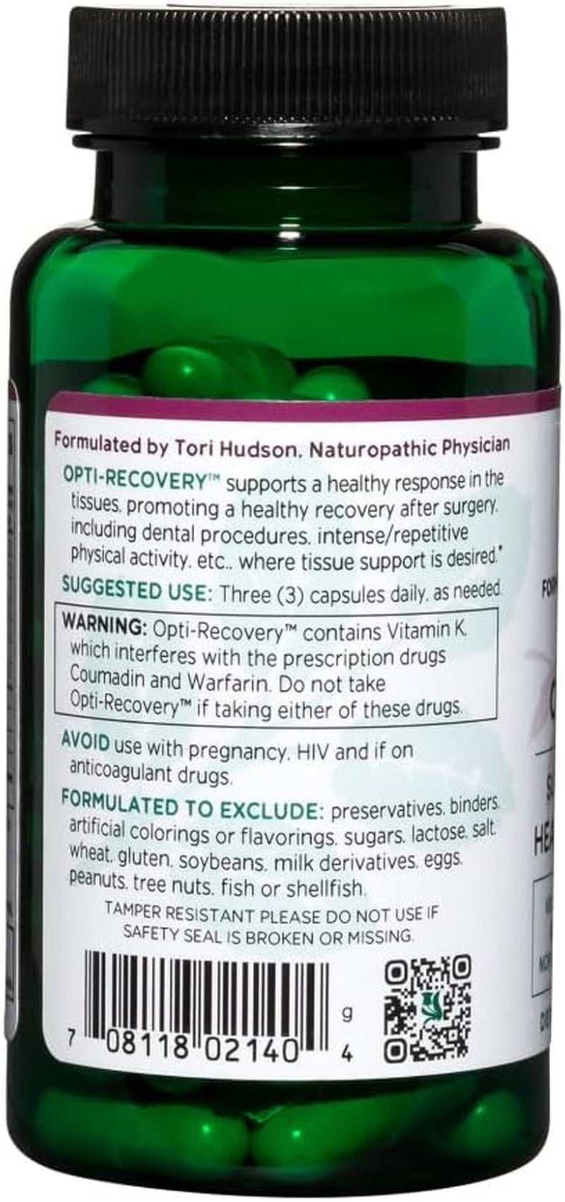 Vitanica Opti-Recovery, Pre & Post Surgery Support, Wound Care, BBL, Tummy Tuck, C Section & Postpartum Vitamin Essentials Healing Support, Scar, Shoulder, Hysterectomy, Breast & Lipo, Vegan, 60 Caps