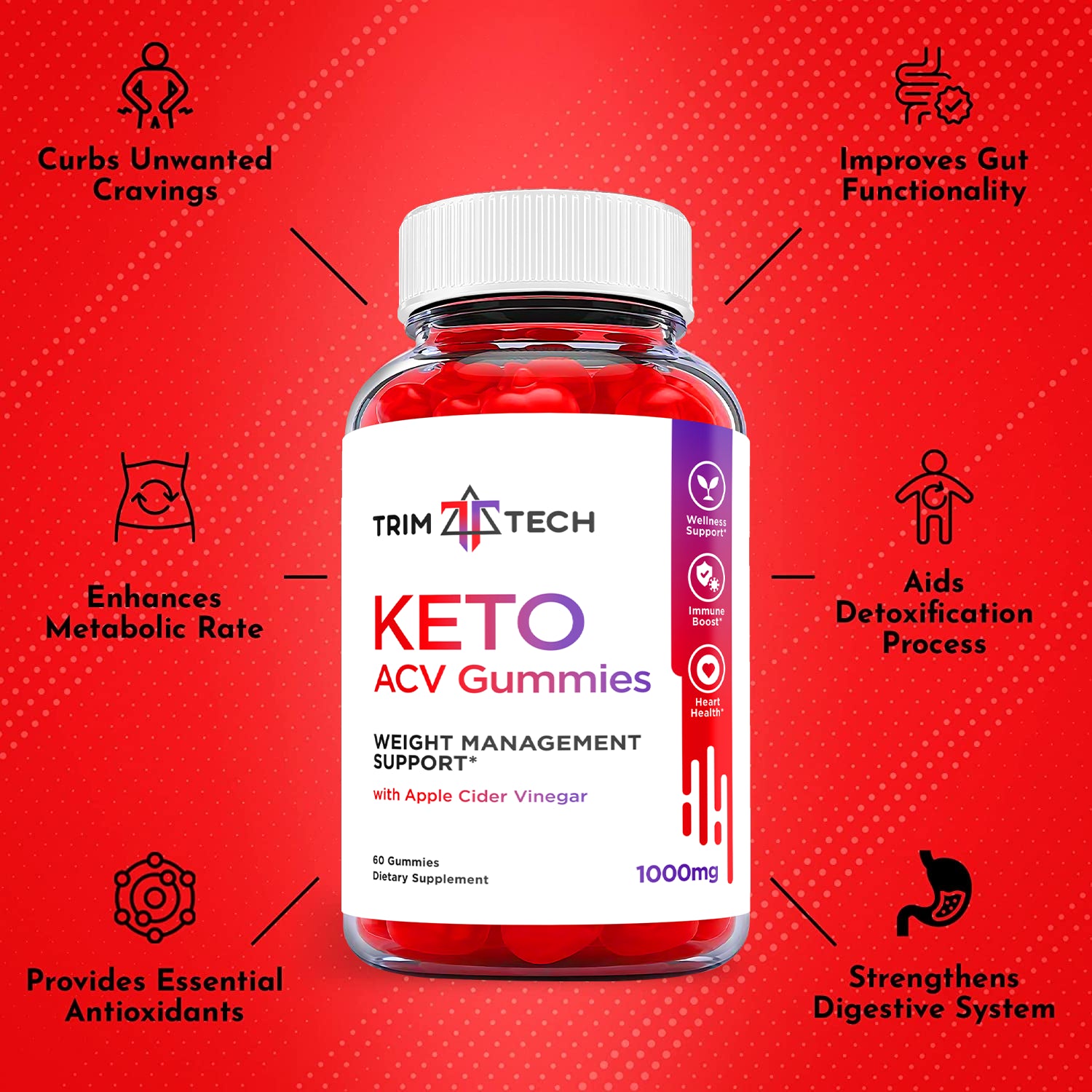 Trim Tech Keto Gummies - Trim Tech Keto ACV Gummies for Weight Loss (1 Pack)