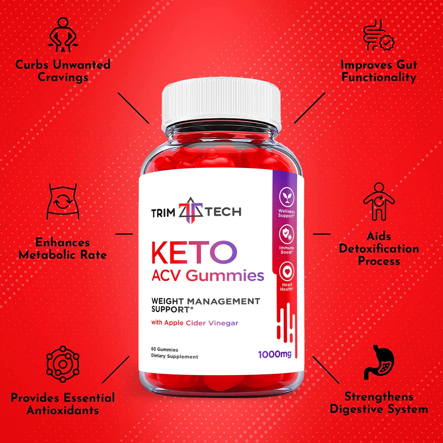 Trim Tech Keto Gummies - Trim Tech Keto ACV Gummies for Weight Loss (5 Pack)