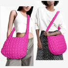 YFGBCX Quilted Tote Bag for Women Puffer Bag Quilted Bag Lightweight Puffy Tote Bag Quilted Padding Shoulder Bag Padded Hobo Crossbody Bag Zip Closure A06-Rose Pink