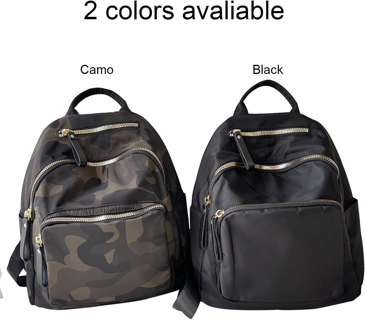 Women Nylon Medium Backpack Anti-Theft Fashion Casual Lightweight Travel Shoulder Bag Tote Bag (Camo)