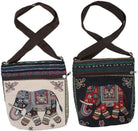 2Pcs Vintage Elephant Embroidery Handbag Crossbody Bag, Personality Women Knitted Tote Shoulder Purse Canvas Bag