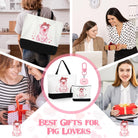 3 Pcs Pigs Lover Gift for Women Pink Pig Canvas Tote Bag Travel Cosmetic Bags Keychain Portable Makeup Zipper Pouch with Handle Funny Piggy Shopping Birthday Vbs Housekeepers Week Gift