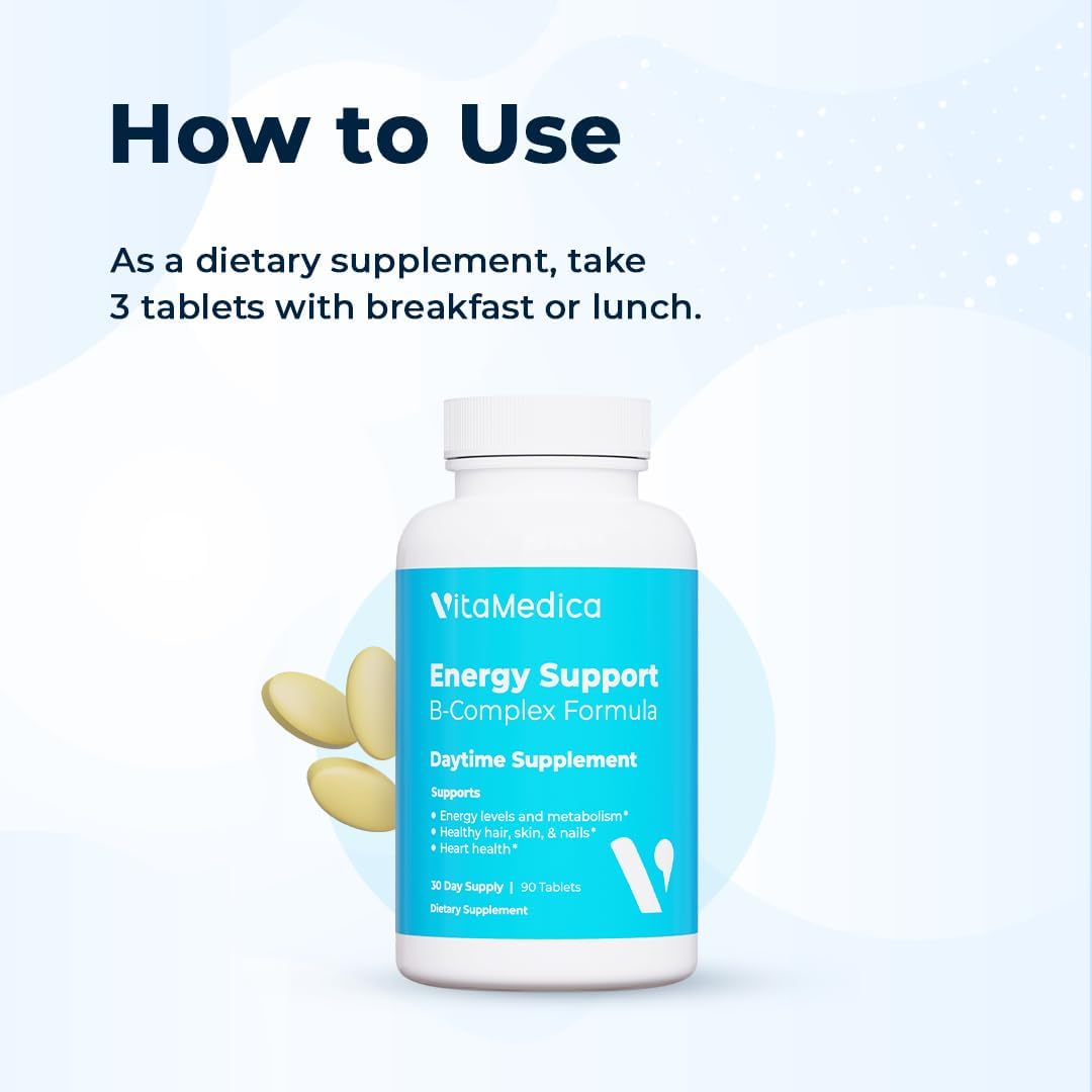 Vitamedica | Energy Support Multivitamin W B Complex | Energy Booster | Vitamin B6 & B12 | Clarity & Focus | Biotin for Hair, Skin & Nails | Energy Supplements | 90 Ct