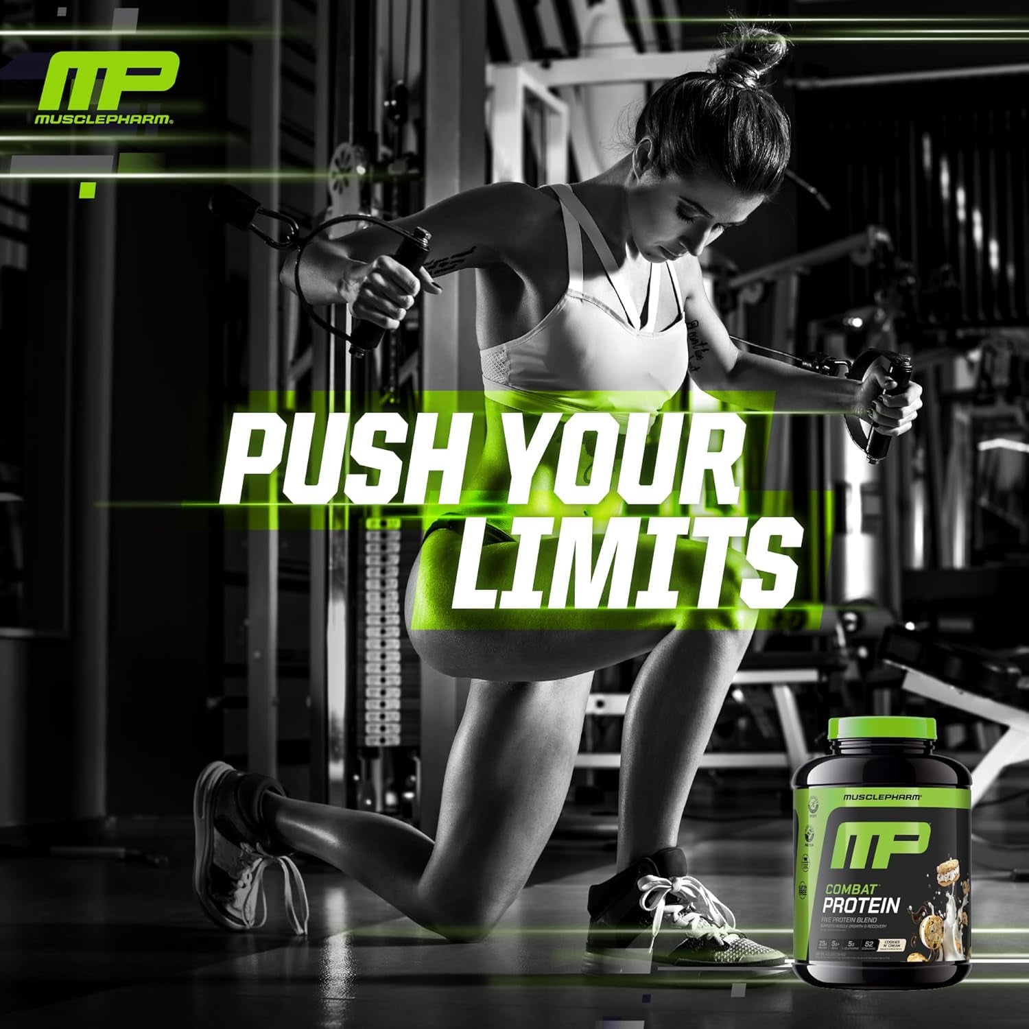 Musclepharm Combat Protein Powder, Cookies ‘N’ Cream Flavor, Fuels Muscles for Productive Workouts, 5 Protein Sources Including Whey Protein Isolate & Egg Albumin, Gluten Free, 4 Lb, 52 Servings