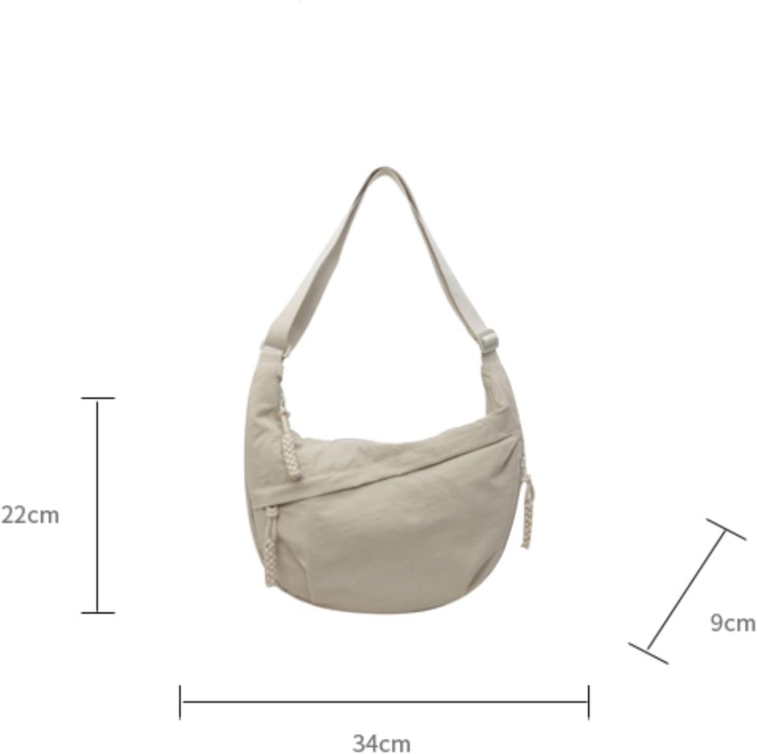 Nylon Corduroy Crossbody Bag Braided Zip Multi-Pocket Crescent Women Men Shoulder Bag Sling Hobo Dumpling Bag