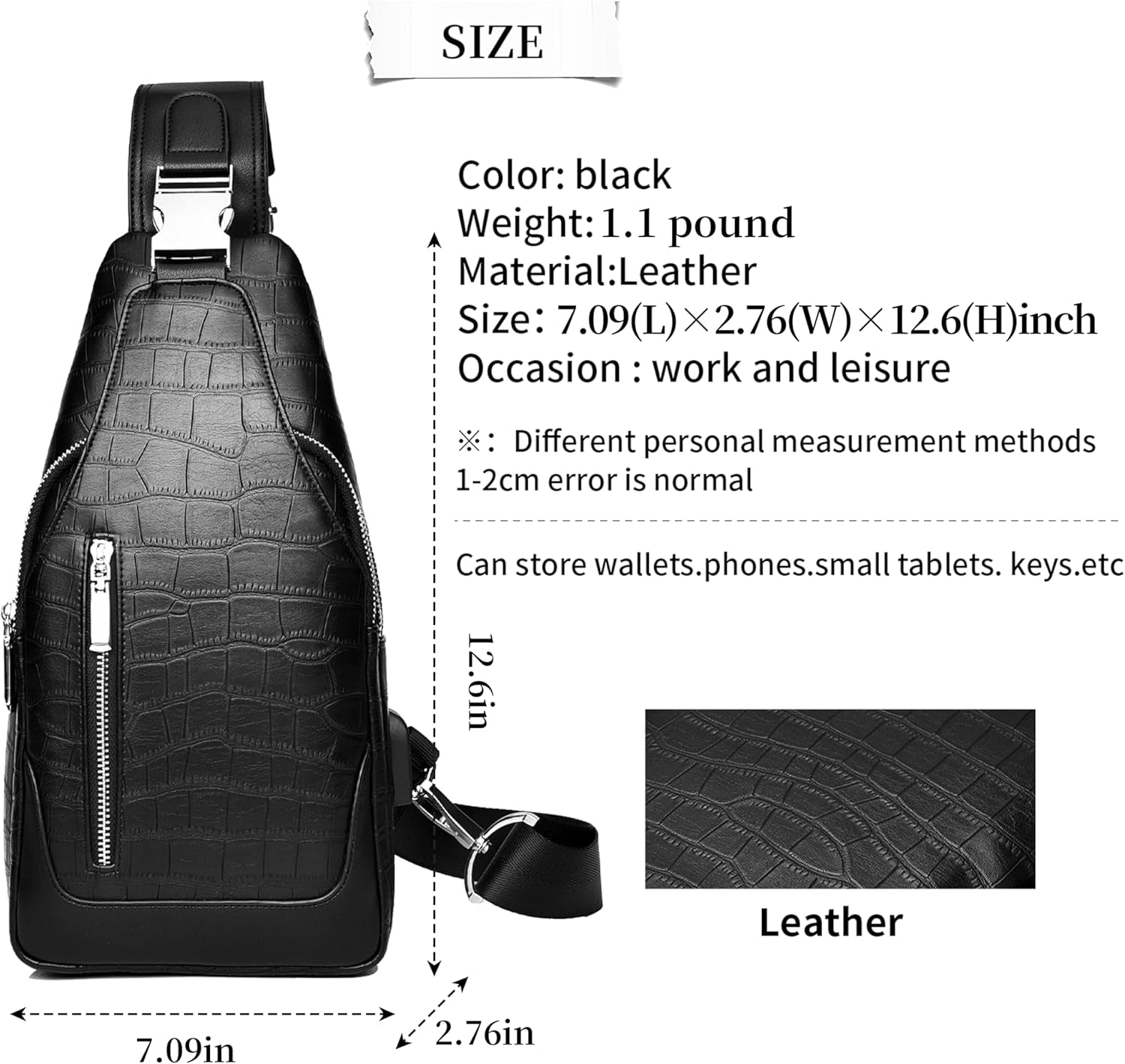 Fsd.Wg】Sling Backpack for Men Chest Bag Crossbody Shoulder Bags Travel Bag Purse for Men with Water Resistant