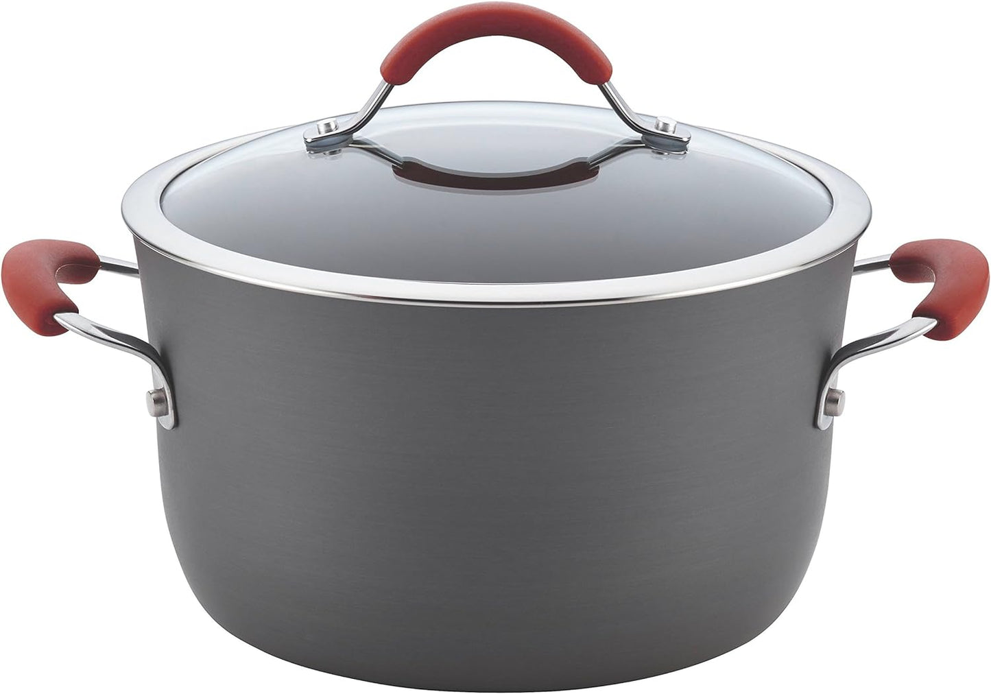 Rachael Ray - 87630 Rachael Ray Cucina Hard Anodized Nonstick Cookware Pots and Pans Set, 12 Piece, Gray with Red Handles