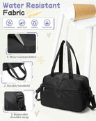 Small Black Gym Duffle Bag for Women Men, Waterproof Weekender Handbag Carry on Travel Bag for Airplane, Sports Yoga Tote Bag with Dry Wet Pocket