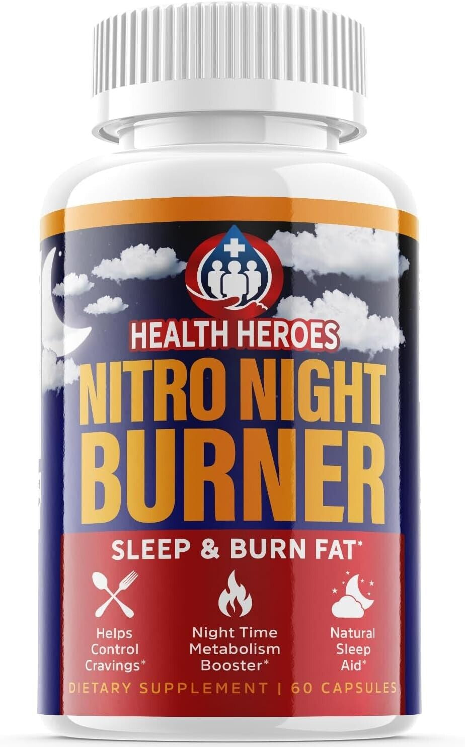 (1 Pack) Nitro Night Burner Capsules - Support Weight Loss, Fat Burn - 60 Pills