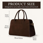 [15 In] Suede Tote Bag for Women Large Retro Top Handle Shoulder Handbag Leather Work Tote Bags for Office Travel