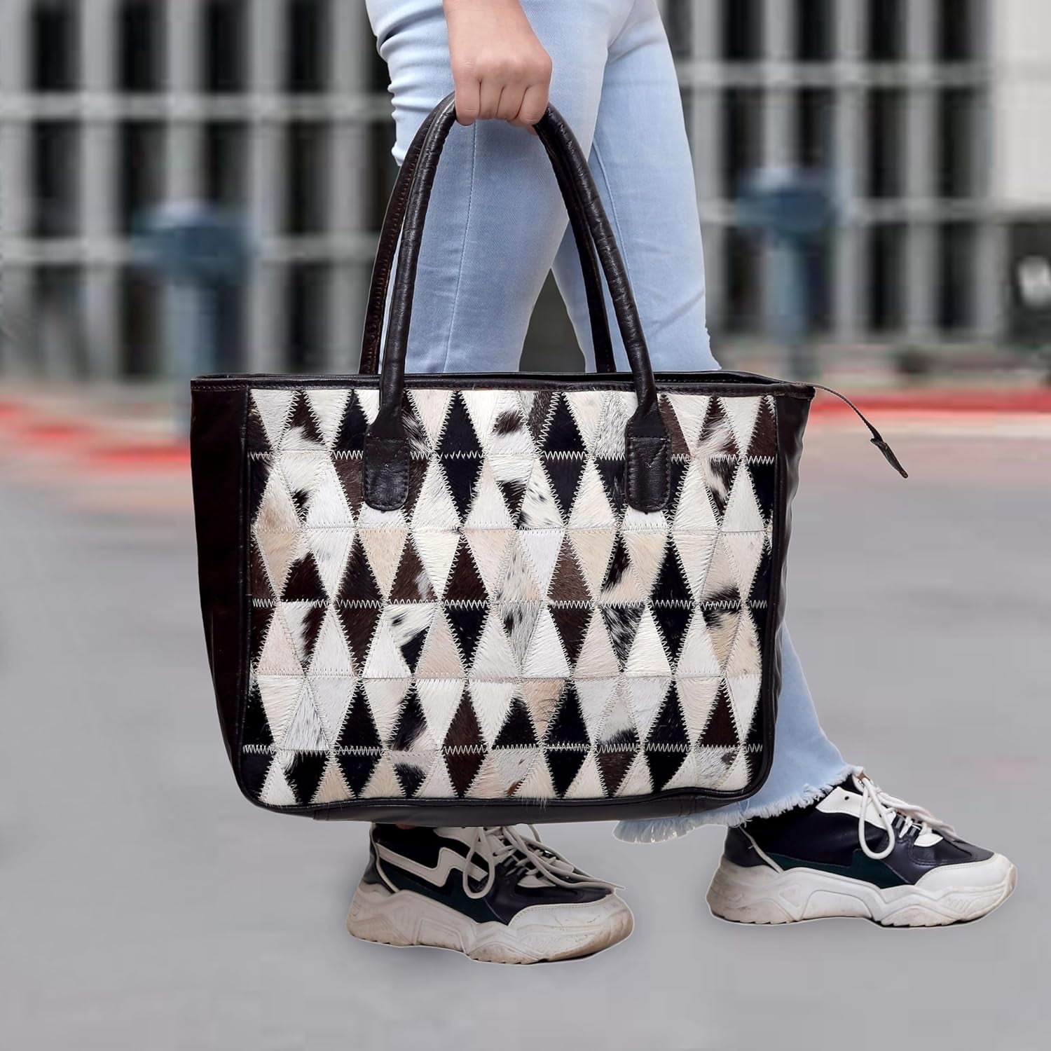 Leather Tote Handbag for Women – Stylo Classic Cowhide Shoulder Bag with Matching Clutch, Everyday & Gift Option