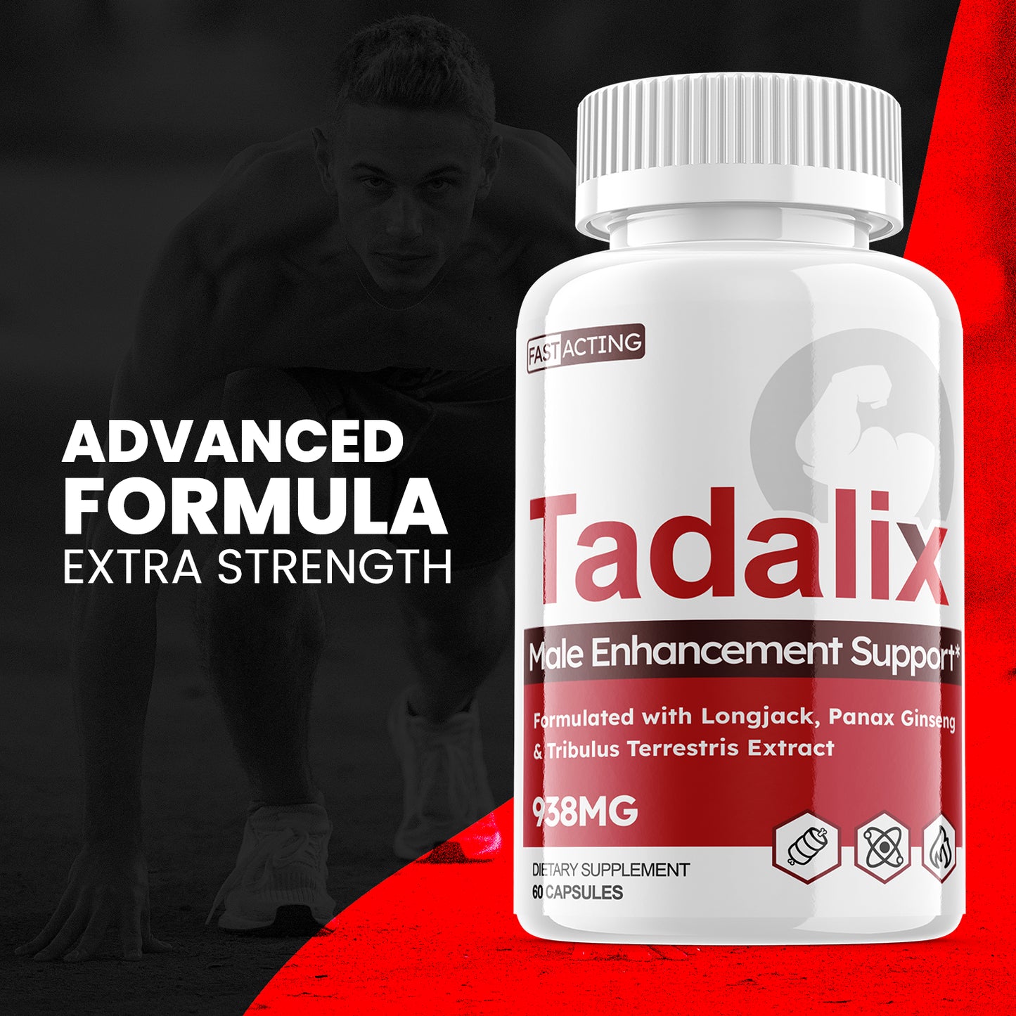 Tadalix-Red - Male Virility - 3 Bottles - 180 Capsules