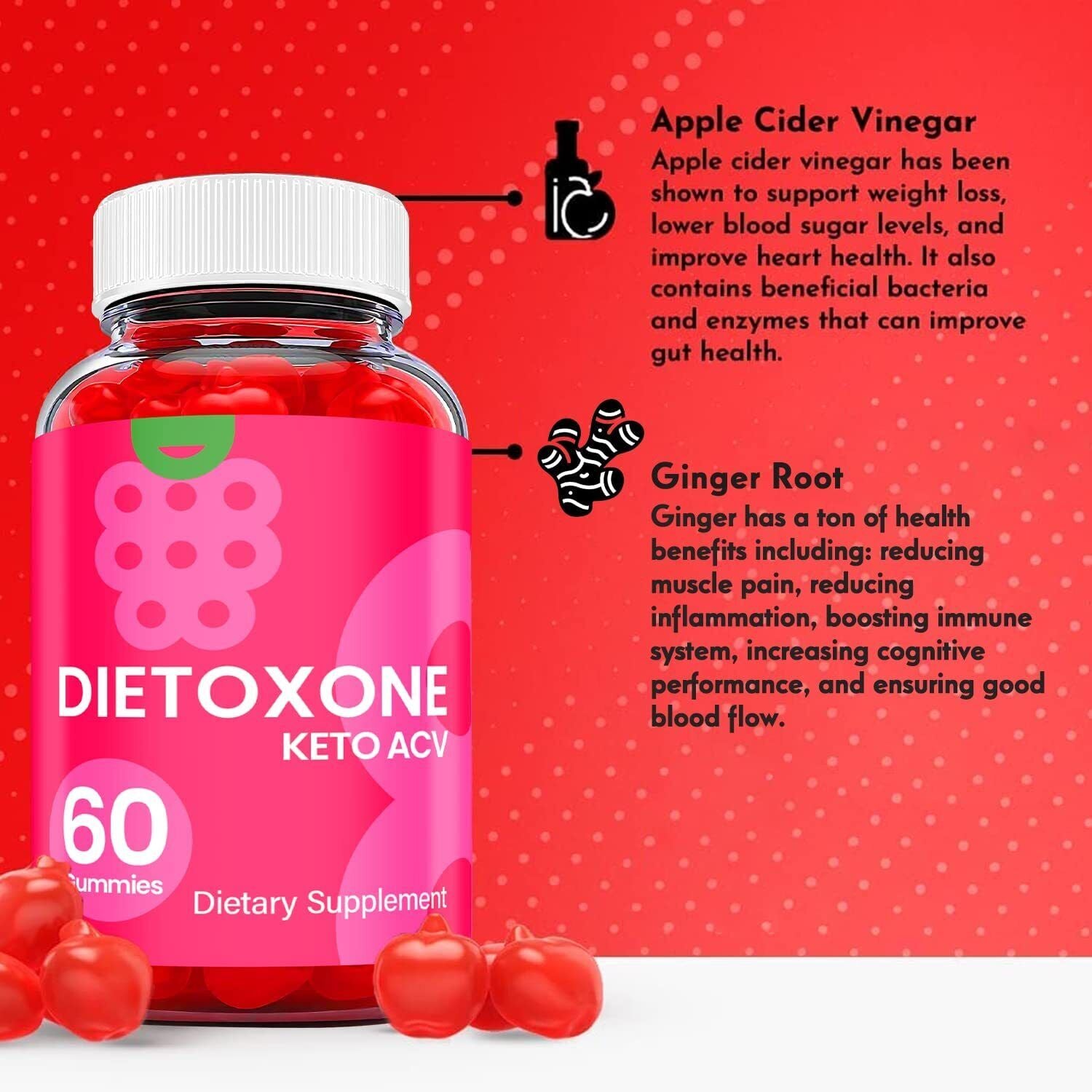 (1 Pack) Dietoxone Keto Gummies - Dietoxone Keto ACV Gummies Weight Loss - 60