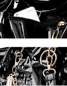 Women Patent Hobos Shiny Top-Handle Bags Chain Handbags Large Shoulder Bags for Ladies Sequin Purse