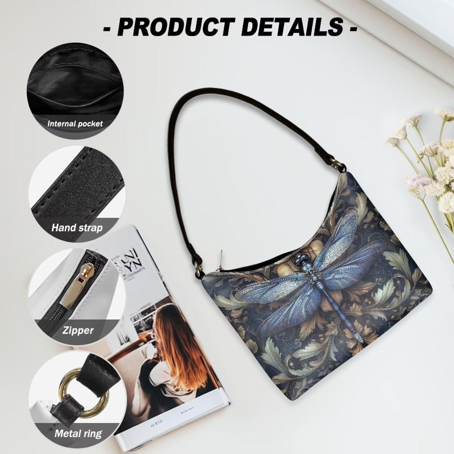 Underarm Shoulder Bag for Women Clutch Purse Handbag Pu Leather Tote Hobo Bag with Zipper Closure