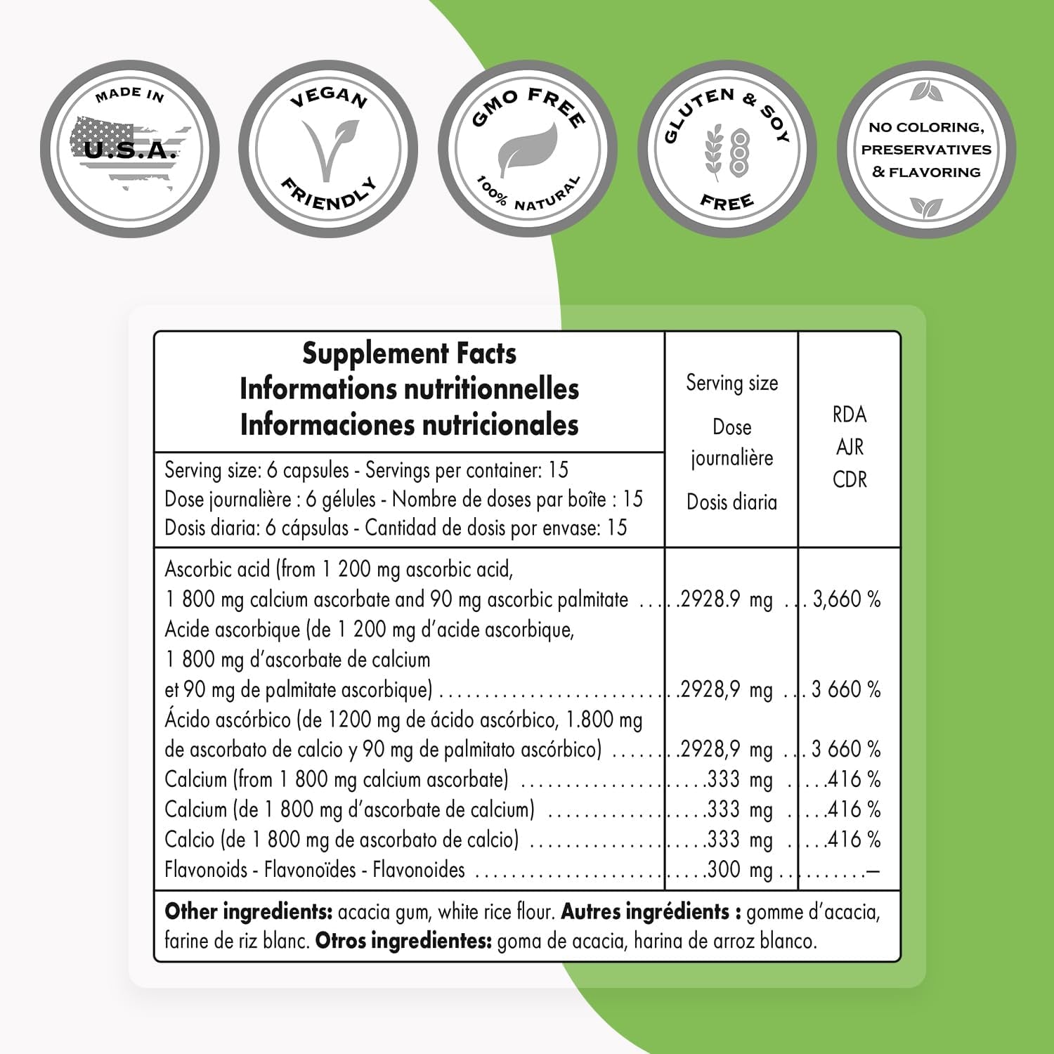 Supersmart Triple C (High Strength) - 3-In-1 Complex - Vitamin C Supplement - Enhanced with Flavonoids | Non-Gmo & Gluten Free - 90 Vegetarian Capsules