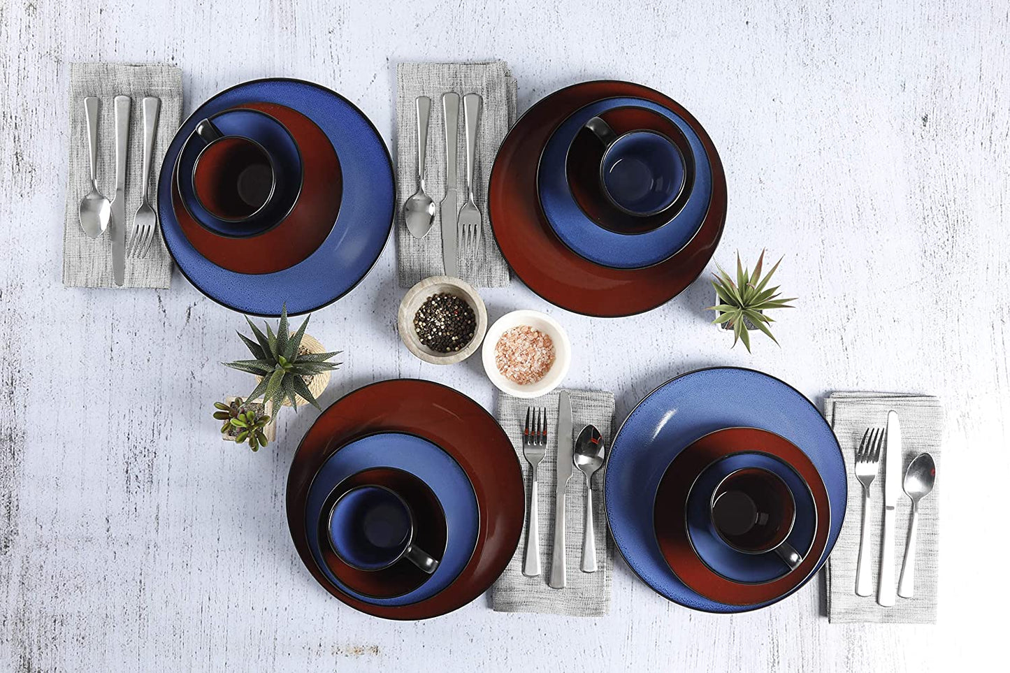 (16Pc) Gibson Soho Lounge round Reactive Glaze Stoneware Dinnerware Set, Service