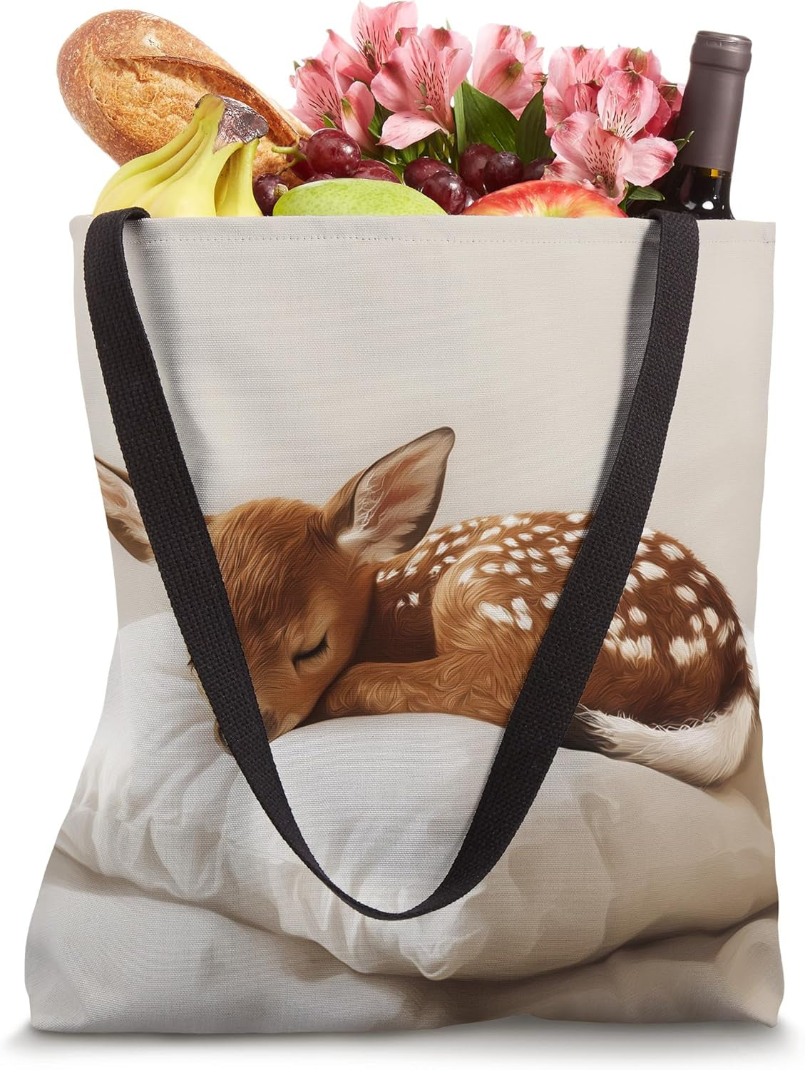 Adorable Baby Deer Sleeping Tote Bag